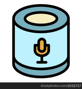 Smart speaker microphone icon. Outline smart speaker microphone vector icon color flat isolated. Smart speaker microphone icon color outline vector