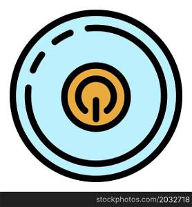 Smart speaker top view icon. Outline smart speaker top view vector icon color flat isolated. Smart speaker top view icon color outline vector