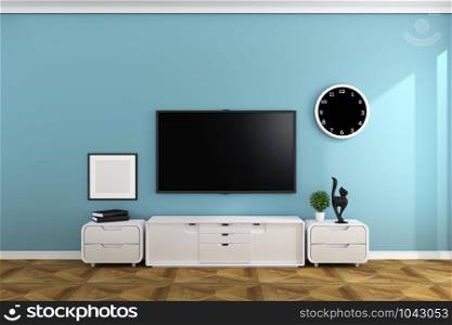 Smart TV in empty style room design .3D rednering