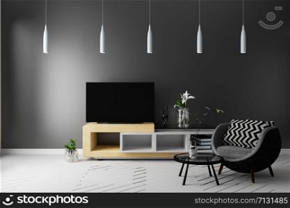 Smart TV in Living color full style interior. 3d rendering