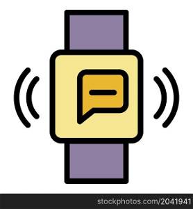 Smart watch message icon. Outline smart watch message vector icon color flat isolated. Smart watch message icon color outline vector