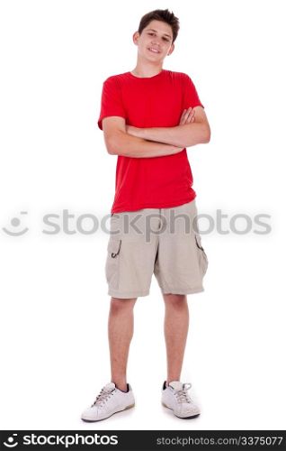 Smart young kid posing in style isolated on white background