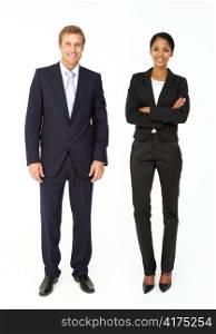 Smartly dressed businessman and woman