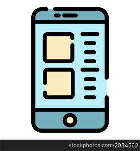 Smartphone addiction icon. Outline smartphone addiction vector icon color flat isolated. Smartphone addiction icon color outline vector