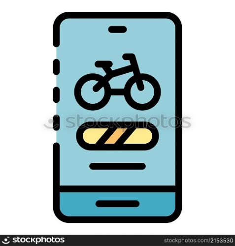 Smartphone bike rent icon. Outline smartphone bike rent vector icon color flat isolated. Smartphone bike rent icon color outline vector