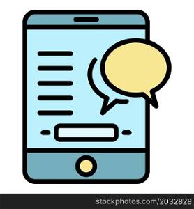 Smartphone chat icon. Outline smartphone chat vector icon color flat isolated. Smartphone chat icon color outline vector