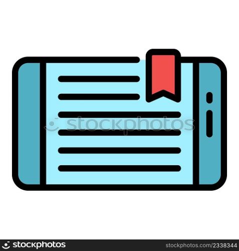 Smartphone ebook icon. Outline smartphone ebook vector icon color flat isolated. Smartphone ebook icon color outline vector