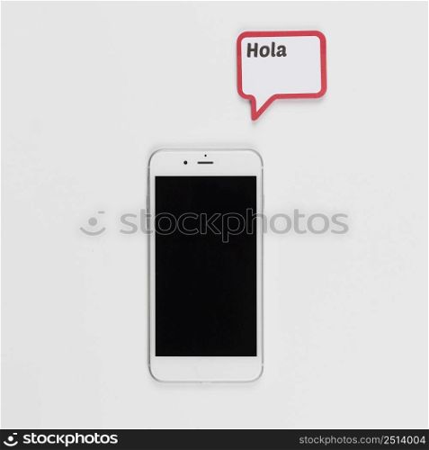 smartphone frame with hola inscription