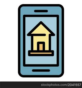 Smartphone house leasing icon. Outline smartphone house leasing vector icon color flat isolated. Smartphone house leasing icon color outline vector