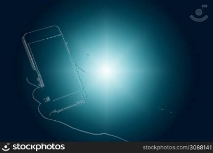 Smartphone in female hand isolated on white background
