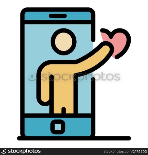 Smartphone man avatar icon. Outline smartphone man avatar vector icon color flat isolated. Smartphone man avatar icon color outline vector