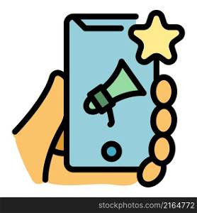 Smartphone megaphone campaign icon. Outline smartphone megaphone campaign vector icon color flat isolated. Smartphone megaphone campaign icon color outline vector