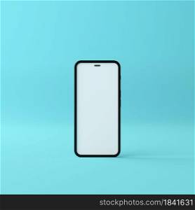 Smartphone mockup with blank white screen on a green background. 3D Render