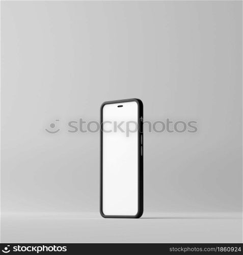 Smartphone mockup with blank white screen on a white background. 3D Rendering. Smartphone mockup with blank white screen on a white background. 3D Render