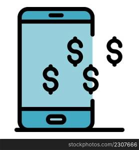 Smartphone money benefit icon. Outline smartphone money benefit vector icon color flat isolated. Smartphone money benefit icon color outline vector