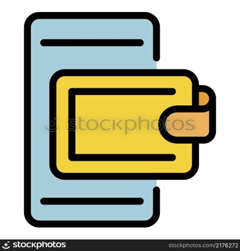 Smartphone money wallet icon. Outline smartphone money wallet vector icon color flat isolated. Smartphone money wallet icon color outline vector