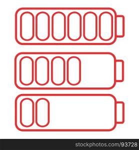 Smartphone or cell phone low battery icon. Low energy symbol. Flat illustration.. Smartphone or cell phone low battery icon. Low energy symbol. Flat illustration. Red and white.