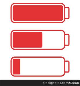 Smartphone or cell phone low battery icon. Low energy symbol. Flat illustration.. Smartphone or cell phone low battery icon. Low energy symbol. Flat illustration. Red and white.