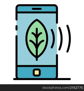 Smartphone plant control icon. Outline smartphone plant control vector icon color flat isolated. Smartphone plant control icon color outline vector