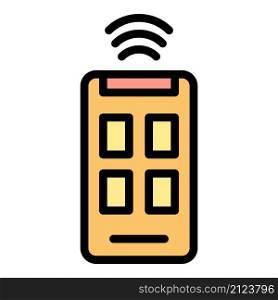 Smartphone remote control icon. Outline smartphone remote control vector icon color flat isolated. Smartphone remote control icon color outline vector