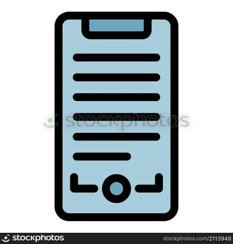 Smartphone screen text record icon. Outline smartphone screen text record vector icon color flat isolated. Smartphone screen text record icon color outline vector