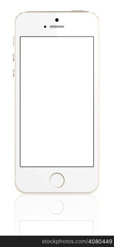 Smartphone with blank screen on white background