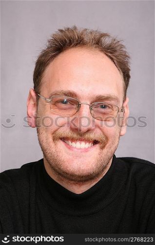 smile beard man with glasses