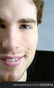 smile closeup crop face young male portrait macro
