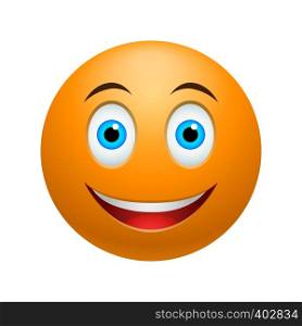 Smile emoticon, colored picture with emotional face isolated on white. Smile emoticon