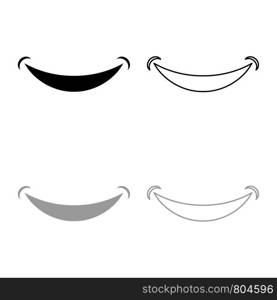 Smile Smlie doodle icon outline set black grey color vector illustration flat style simple image