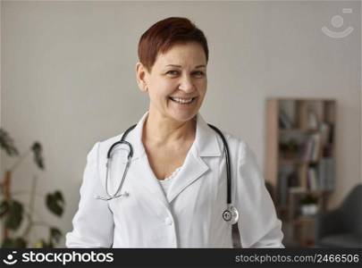 smiley elder covid recovery center female doctor