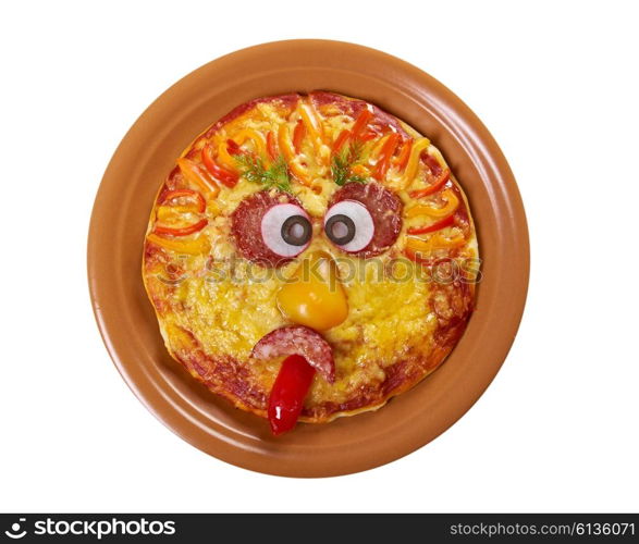 Smiley Faced Pizza.Baby menu.isolated