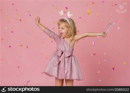 smiley girl fairy costume with confetti