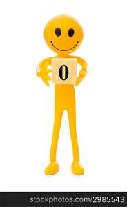 Smiley holding the number isolated on white