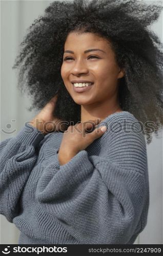 smiley woman posing medium shot