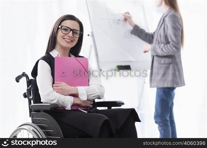 smiley woman wheelchair