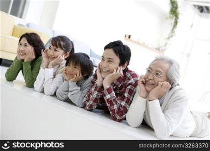 Smiling asian family