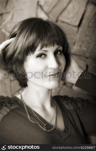 smiling attractive woman. indoor shot