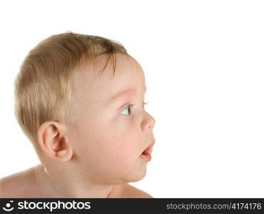 Smiling baby boy isolated on a white background