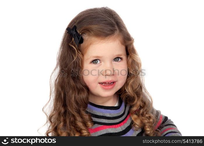 Smiling baby girl isolated over white background