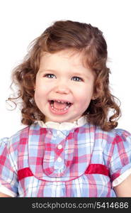 Smiling baby girl isolated over white background