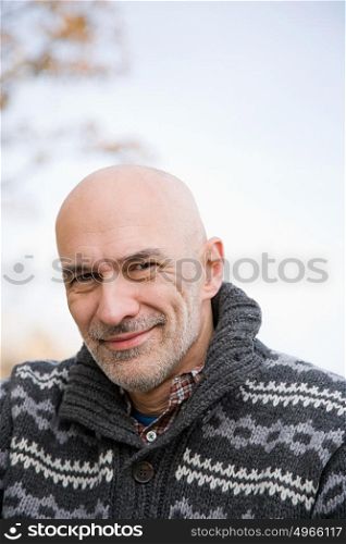 Smiling bald man
