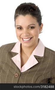 Smiling beautiful Hispanic business woman. Headshot.