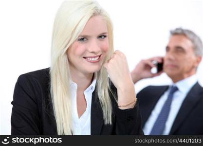 Smiling blonde businesswoman
