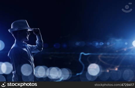 Smiling boy. Cute boy of school age against bokeh background