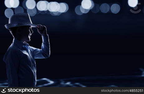 Smiling boy. Cute boy of school age against bokeh background