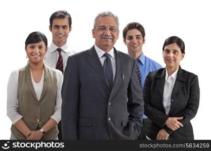 Smiling business team of confident male and female executives