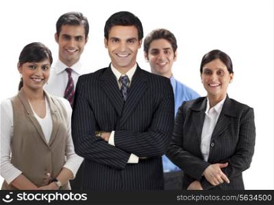 Smiling business team of confident male and female executives