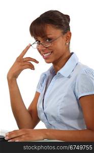 Smiling businesswoman in glasses