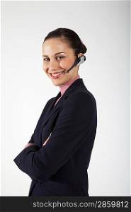 Smiling Businesswoman with Wireless Headset